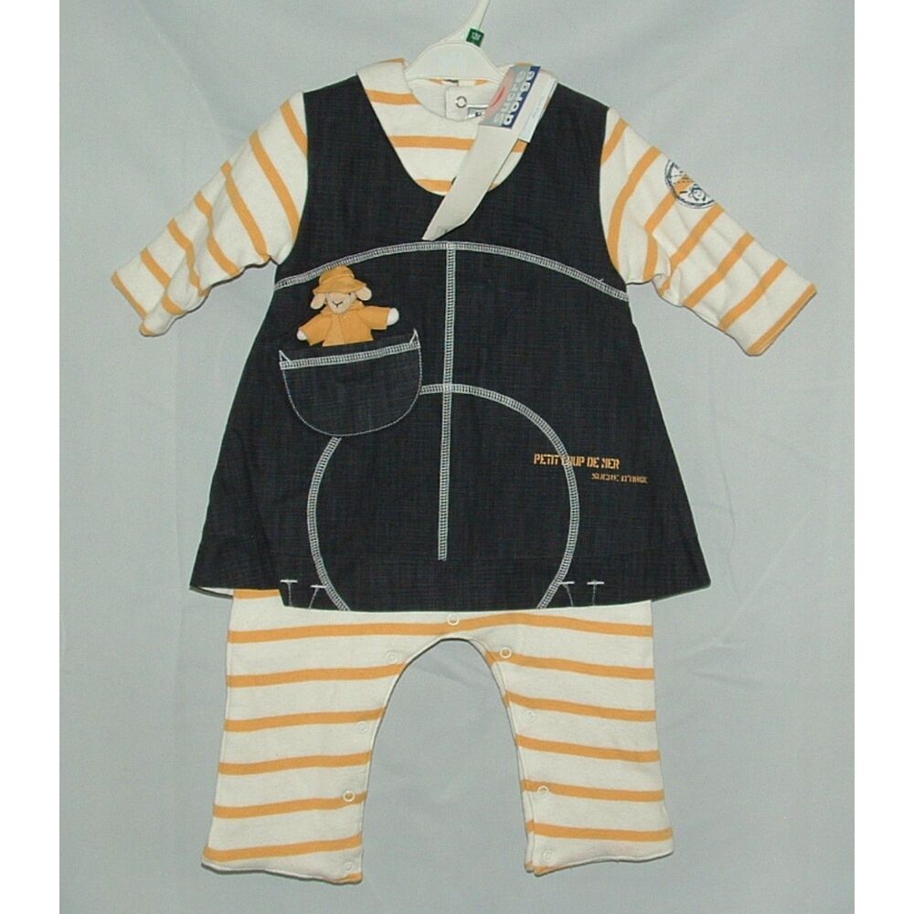 NEW NWT Girls Sz 9 Months Casual or Dress Cozy Monkey 1 Pc Outfit SUCRE D'ORGE